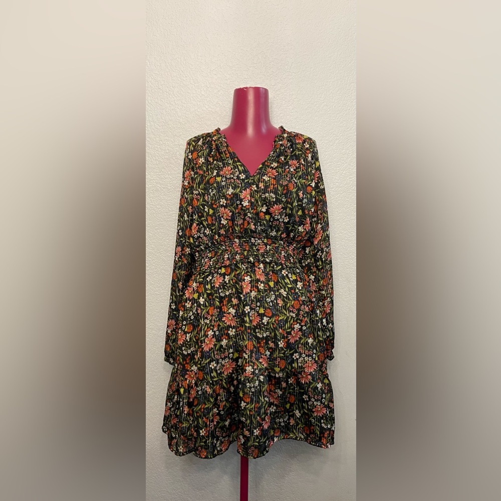 Liz Claiborne Orange Red Ruffled Tiered Sundress